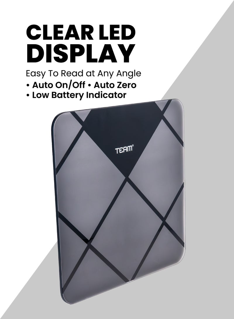 Team Digital Bathroom Scale | High Precision Weight Scale with LCD Display, Tempered Glass Platform, Auto On/Off, Slim Design – Up to 180kg Capacity - Image 3